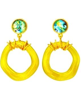 Tory Burch tangerine wrapped door knocker lightweight statement earrings